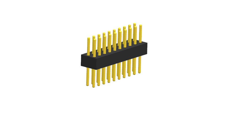 圆孔排针1.27mm 双排 180度（塑高2.2 塑宽3.25）